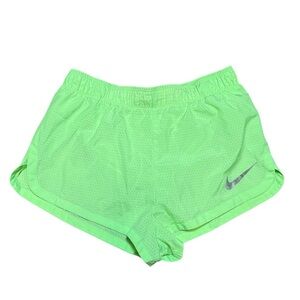 Nike Women’s Dri-FIT Tempo Lux Running Shorts Small Lime Green Reflective Logo